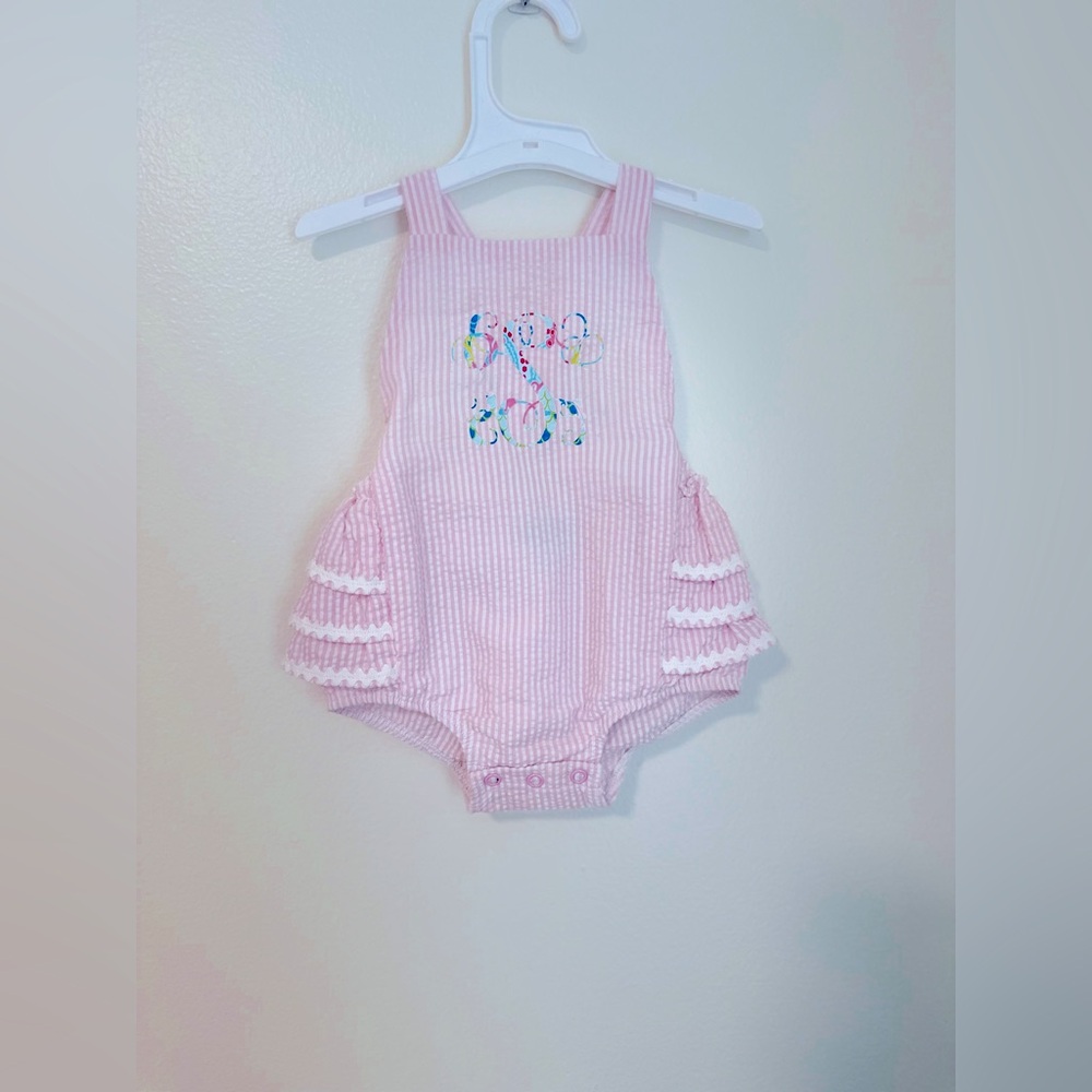 Mud pie seersucker romper nwot